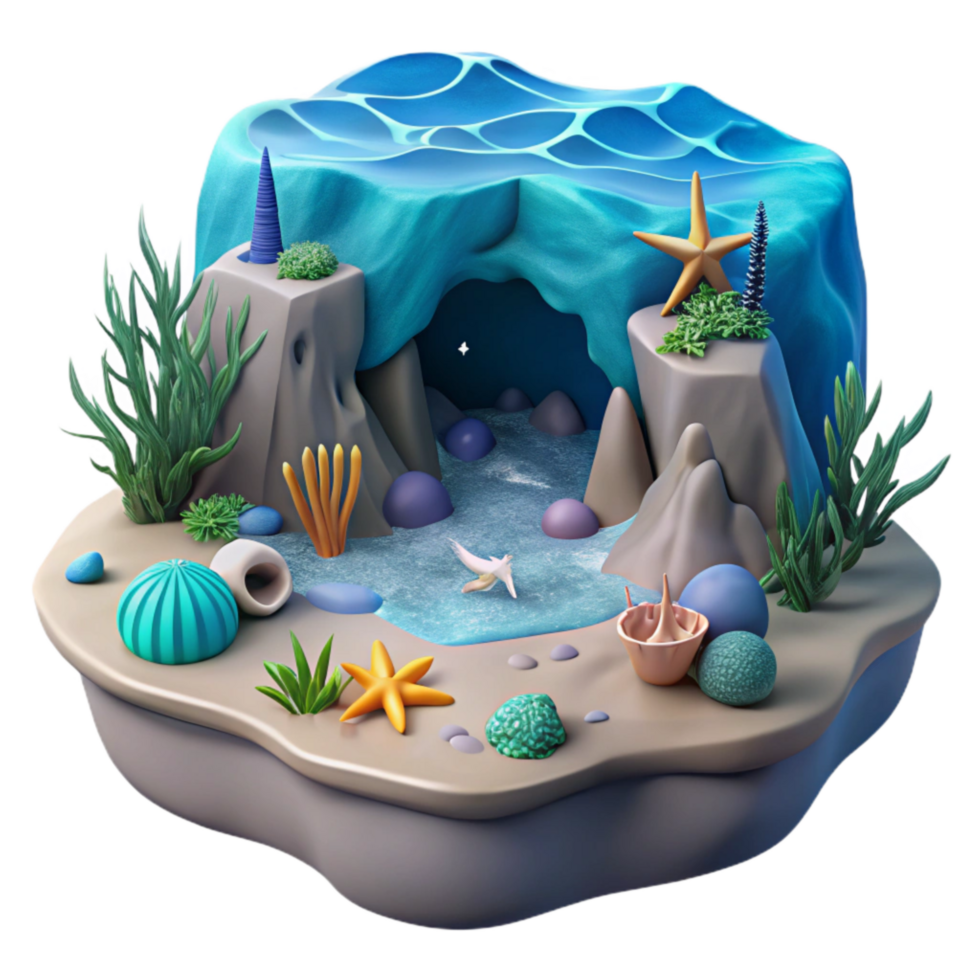 serene artistic Surreal Ocean Scene with Calm Water Cutout genuine png