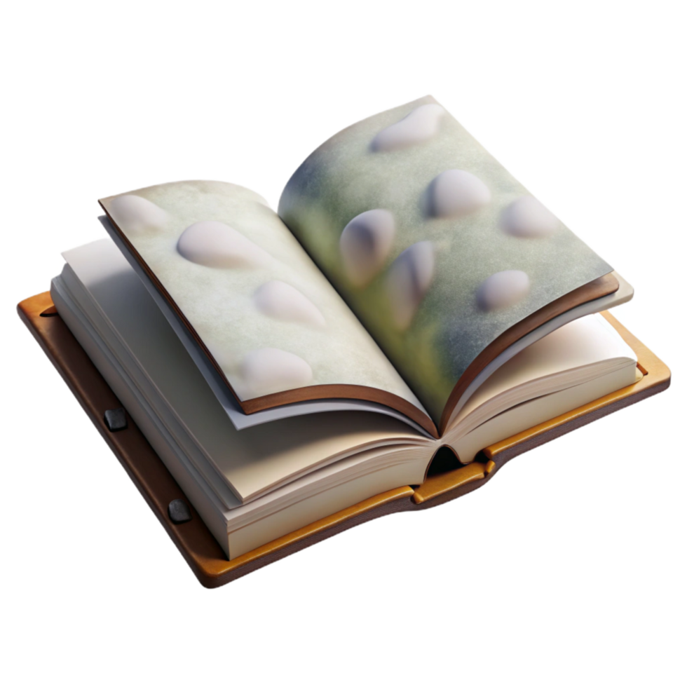 serene classic Surreal Open Book with Blank Pages high quality png