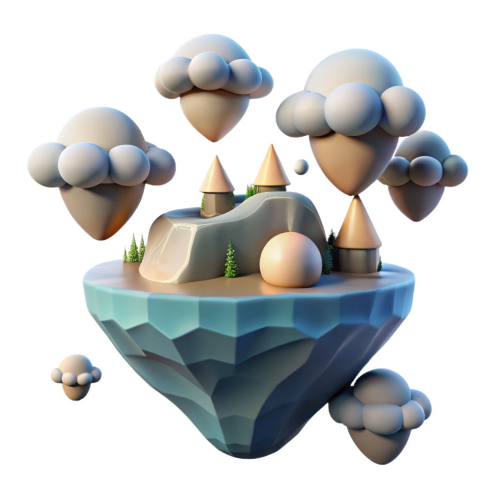 magnificent classic Surreal Sky Cutout with Floating Islands premium png