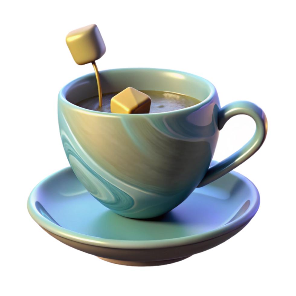 elegant vintage Surreal Teacup with Floating Teabag detailed png