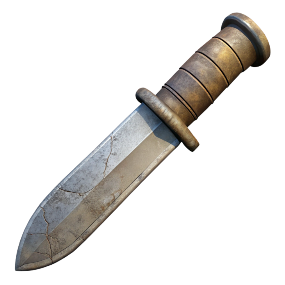 dramatic artistic Survival Knife with Sheath Close Up Cutout detailed png