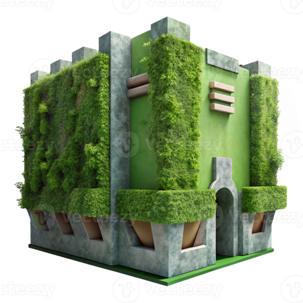 stunning vintage Sustainable Architecture Green Wall Isolated high resolution png