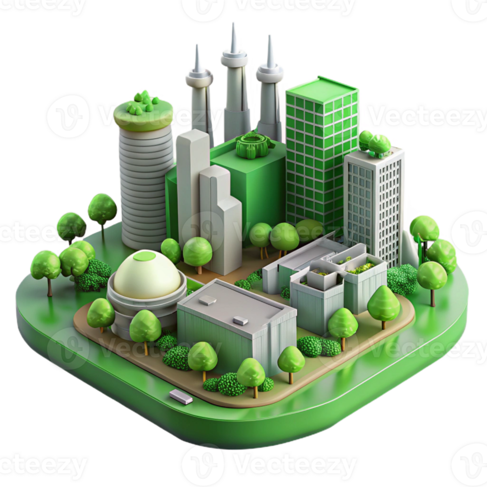 magnificent classic Sustainable Cityscape Transparent Background with Green Spaces high quality png