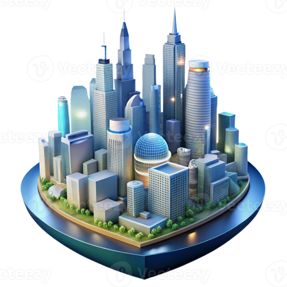 impressive abstract Sustainable City Skyline Night View Transparent Background high quality png