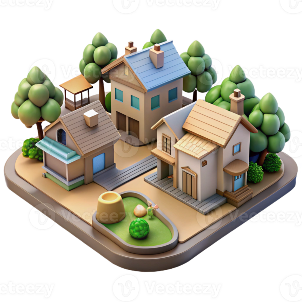 impressive rustic Sustainable Community Development Isolated Neighborhood Scene png