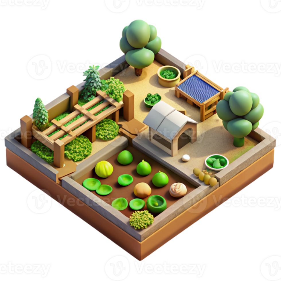 dramatic rustic Sustainable Community Garden Top View Isolated original png