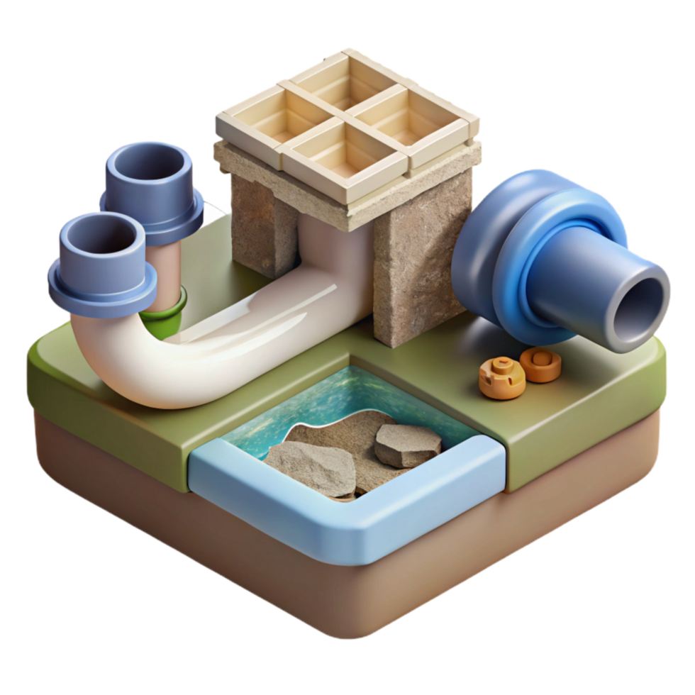 serene rustic Sustainable Drainage System Components Diagram Cutout Transparent Background exclusive png