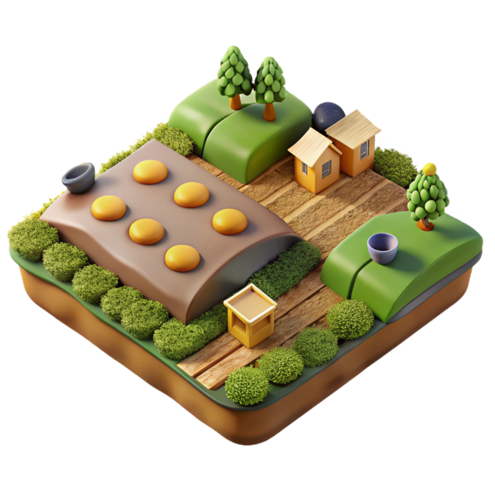 extraordinary modern Sustainable Farming Field Top View Isolated exclusive png