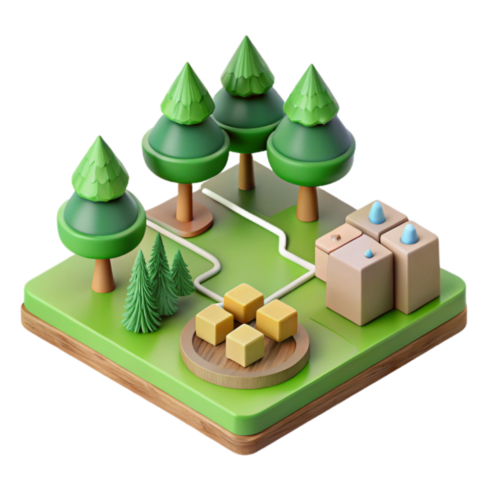 wonderful rustic Sustainable Forest Management Diagram Isolated detailed png