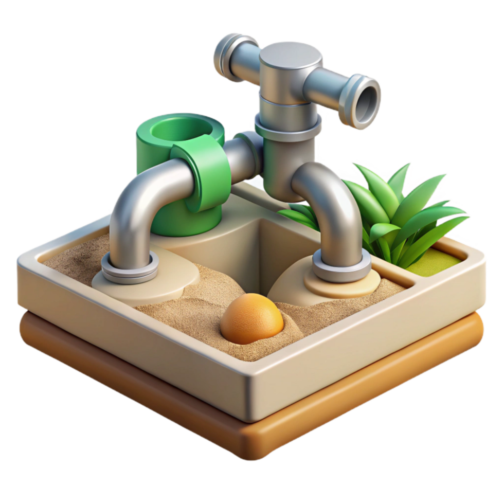 elegant rustic Sustainable Irrigation System Design Cutout Transparent Background detailed png