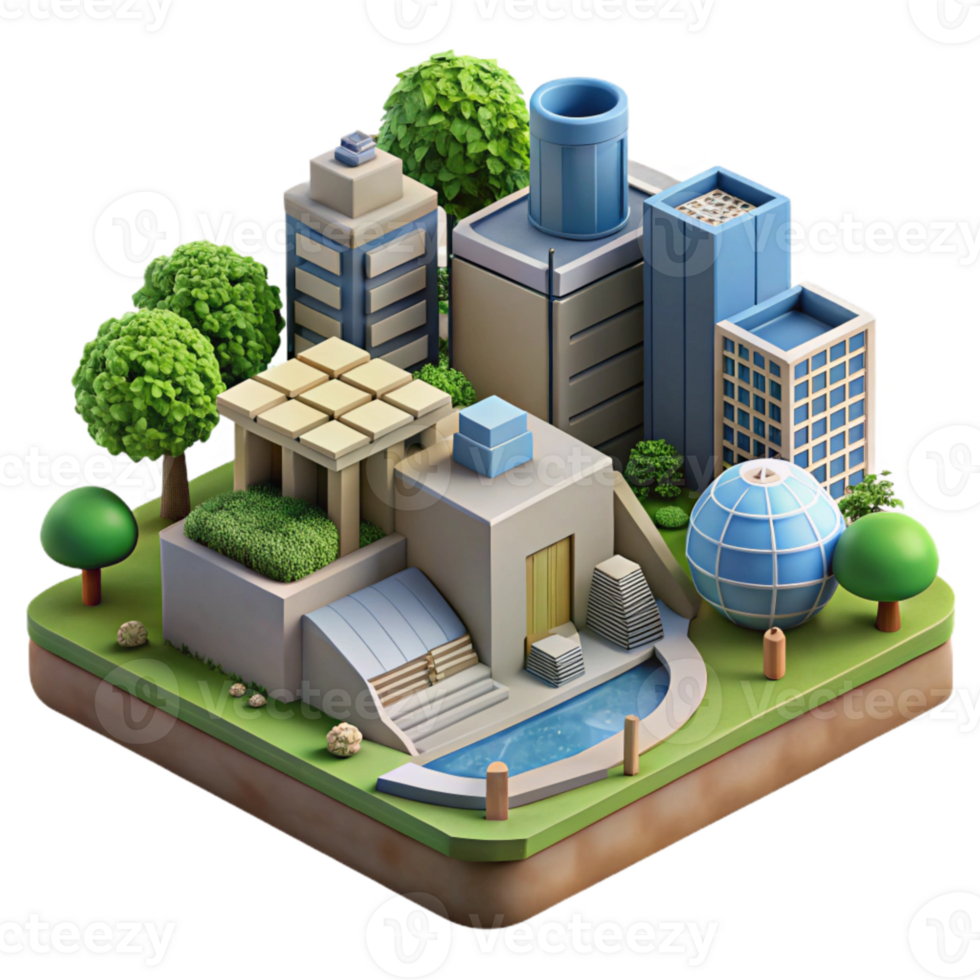 extraordinary minimalist Sustainable Urban Development Practices Isolated Element original png