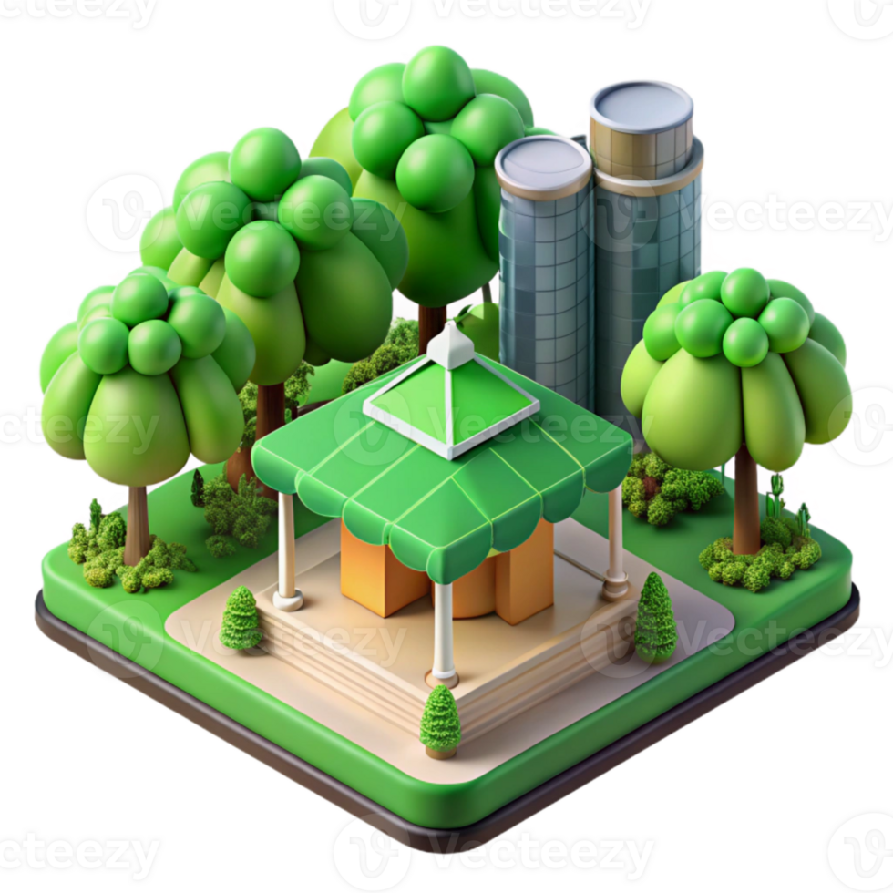 wonderful vintage Sustainable Urban Development Transparent Background with Green Canopy png