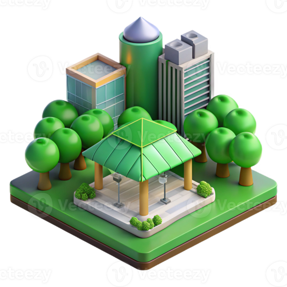 elegant creative Sustainable Urban Development Transparent Background with Green Canopy genuine png