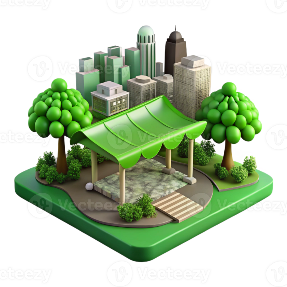 beautiful abstract Sustainable Urban Development Transparent Background with Green Canopy premium png