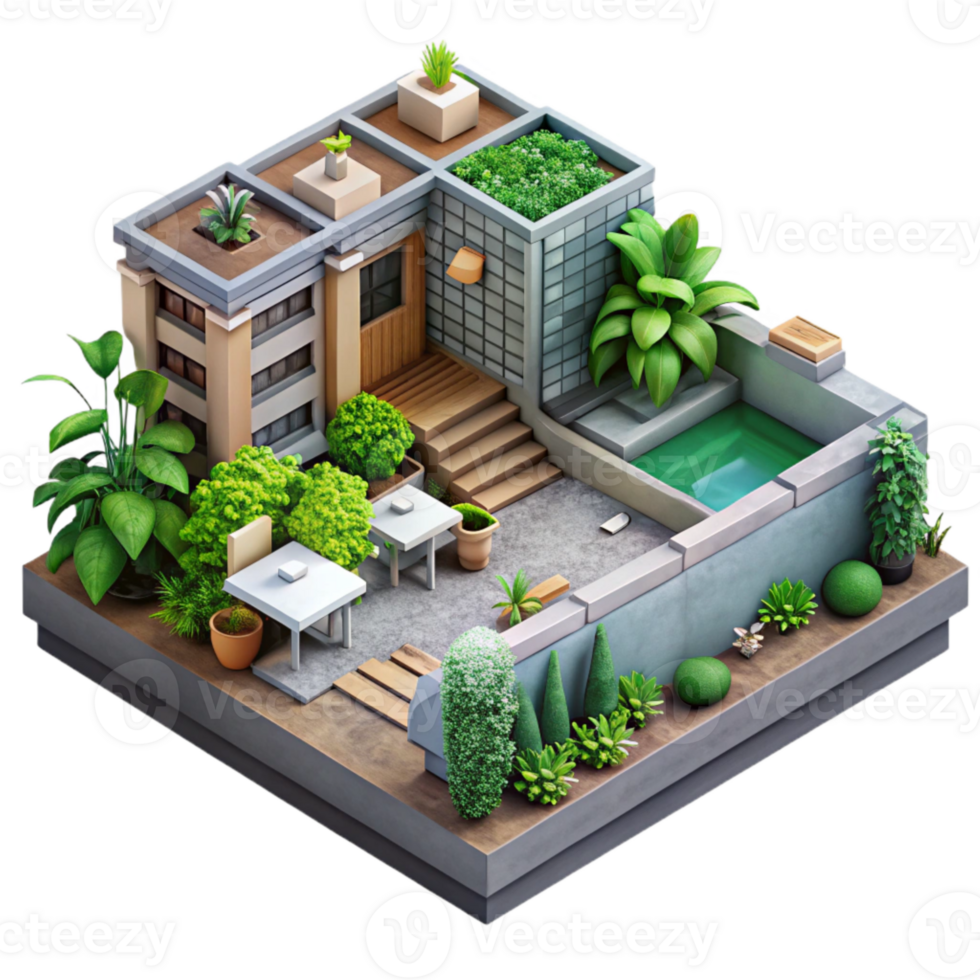 impressive modern Sustainable Urban Garden Top View Cutout high quality png