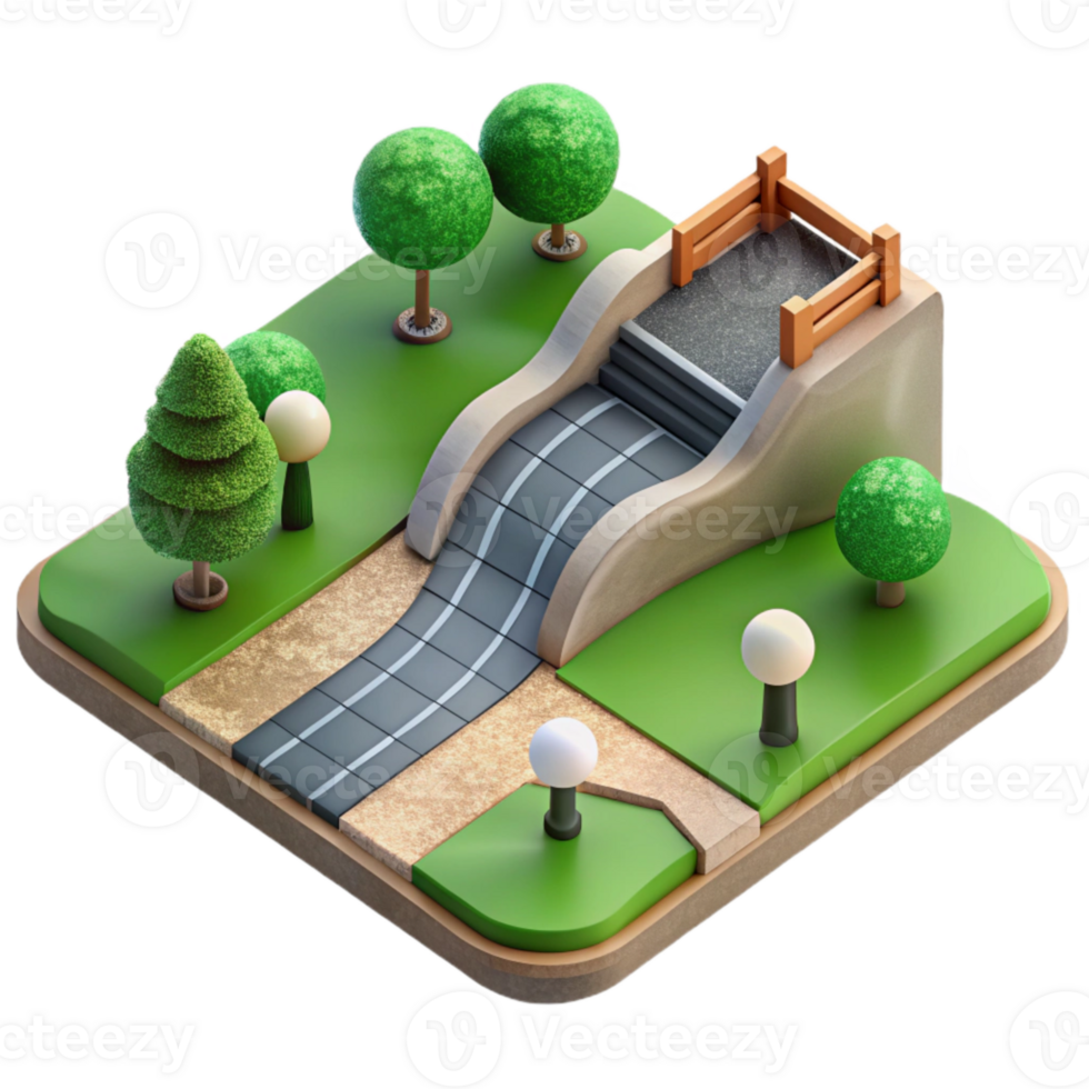 beautiful classic Sustainable Urban Park Path Top View Cutout high resolution png