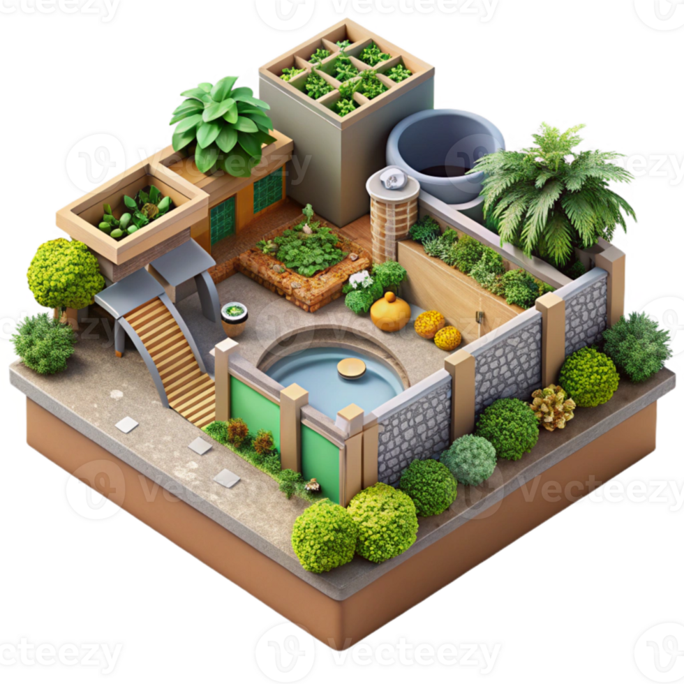 dramatic vintage Sustainable Urban Garden Top View Cutout exclusive png