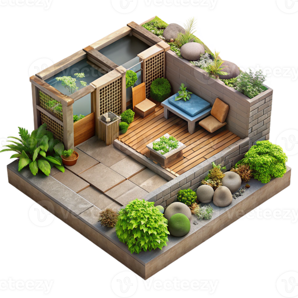 beautiful abstract Sustainable Urban Garden Top View Cutout premium png