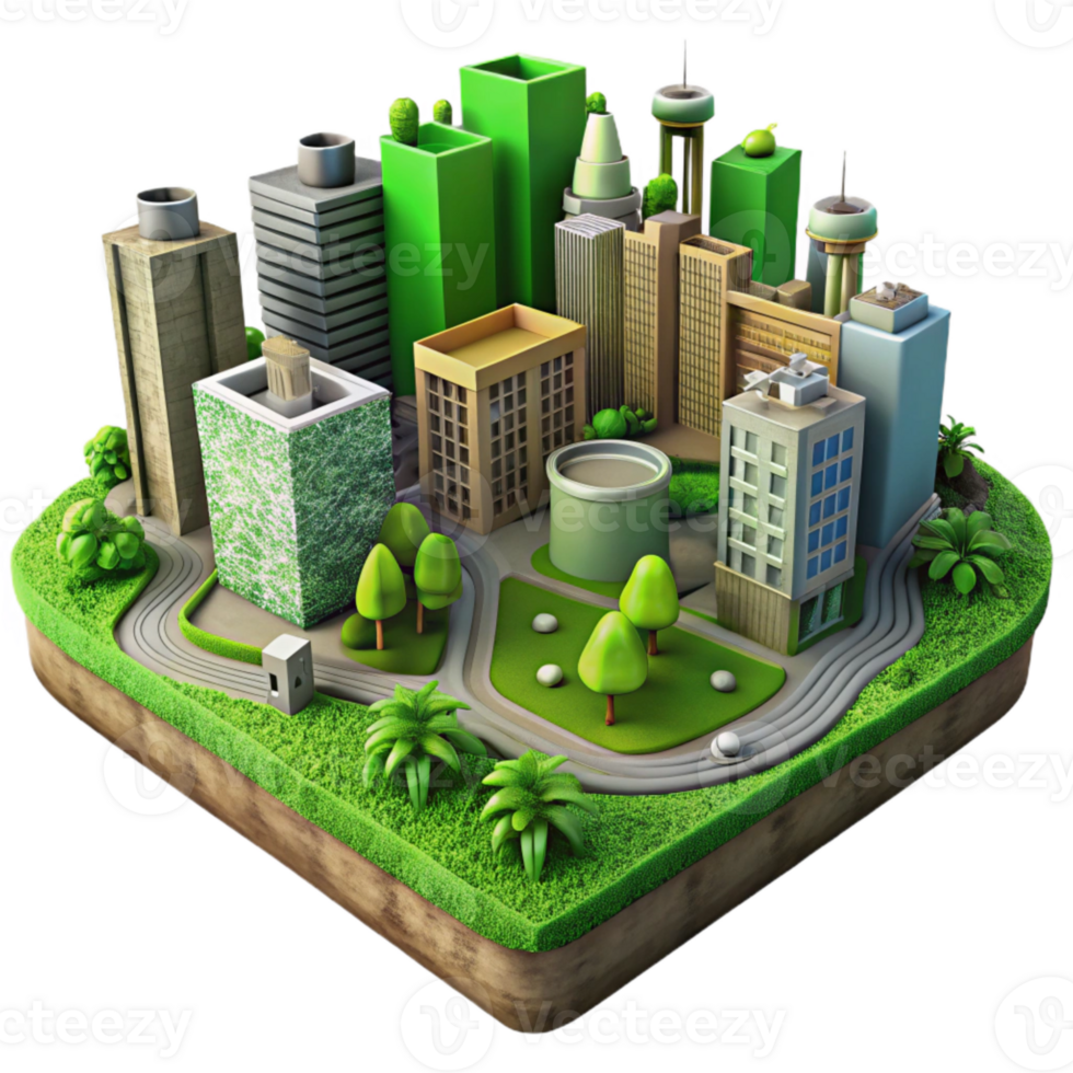 stunning abstract Sustainable Urban Landscape Isolated with Green Infrastructure Elements authentic png