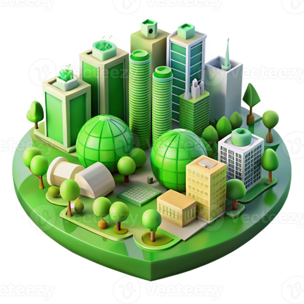 dramatic minimalist Sustainable Urban Planning Transparent Background with Green Zones original png
