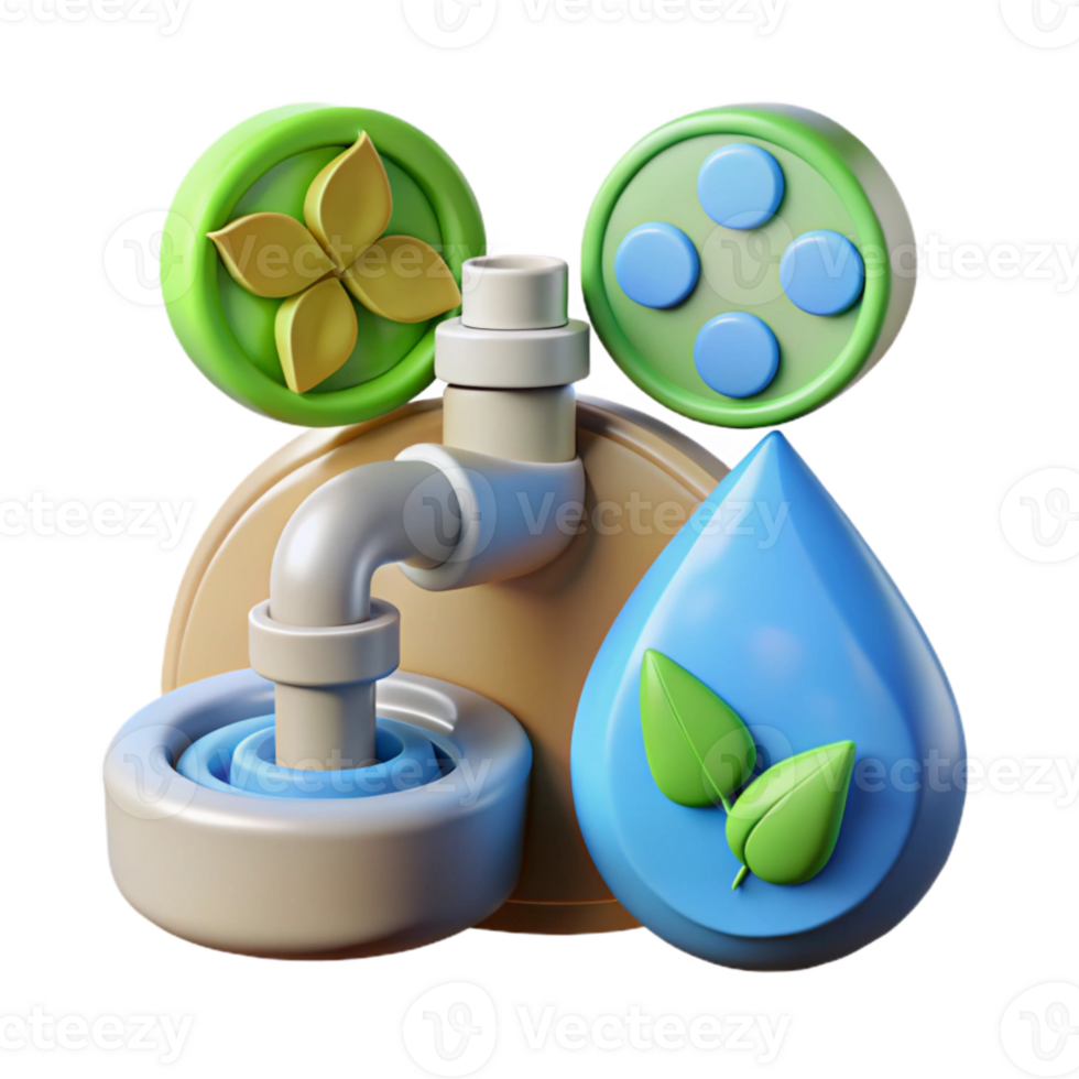 vibrant artistic Sustainable Water Management Icon Set Cutout Transparent Background high resolution png