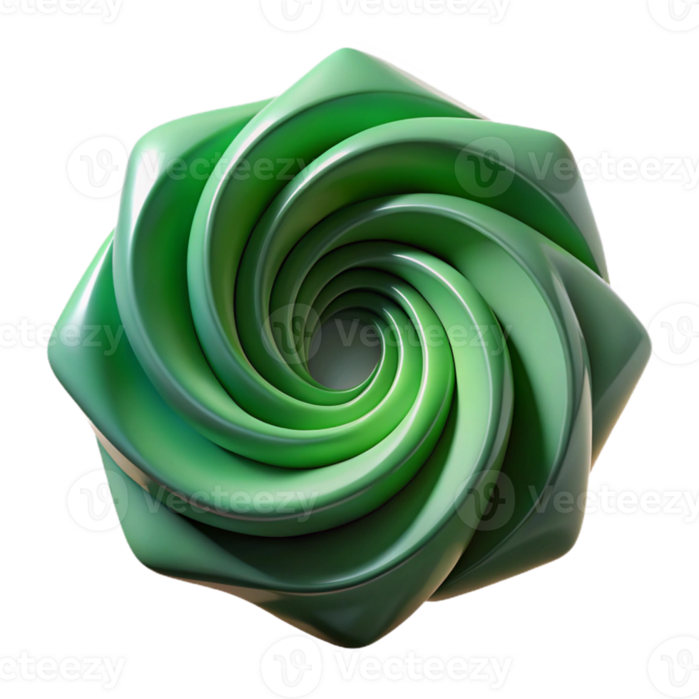 impressive rustic Swirling Green Geometric Shape Isolated on Transparent Background high quality png