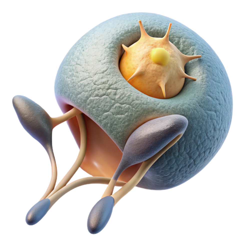 impressive minimalist Synaptic Gap Illustration Transparent Background with Microscopic Detail high resolution png