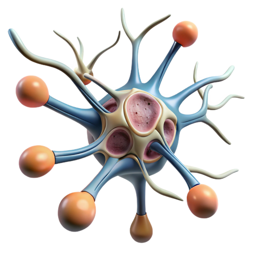 extraordinary creative Synaptic Plasticity Illustration Transparent Background with Animated Neurons professional png