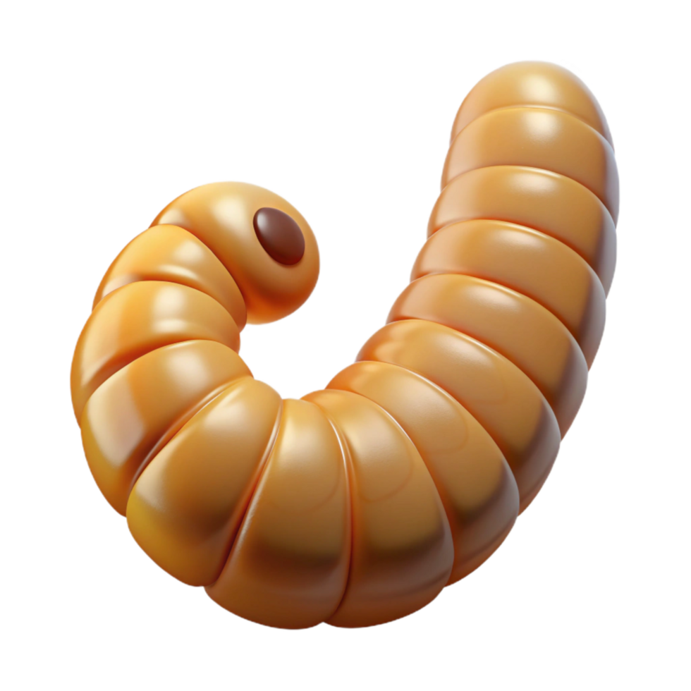 serene traditional Synthetically Grown Mealworm Isolated Transparent Background png