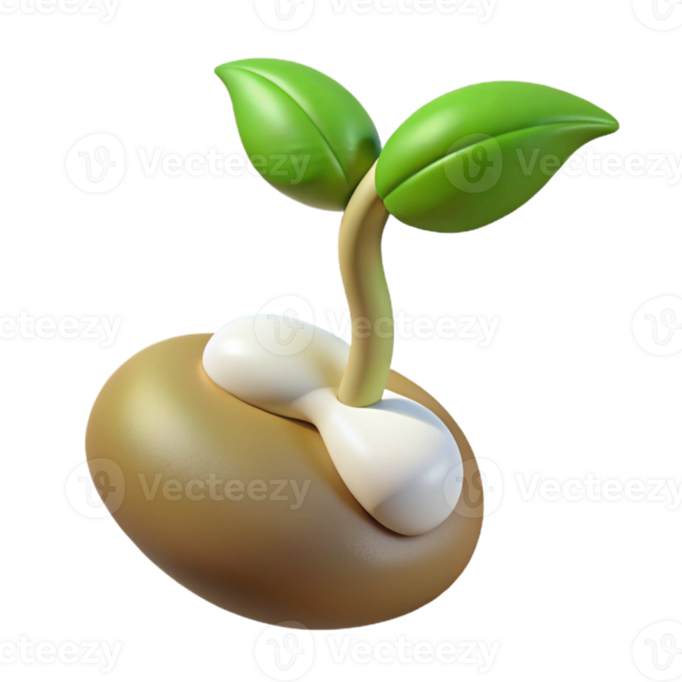 dramatic rustic Synthetic Bean Sprout White Stem Transparent Background premium png