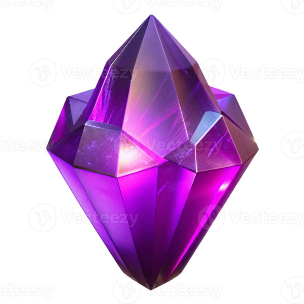 dramatic abstract Synthetic Crystal Isolated with Purple Glow genuine png