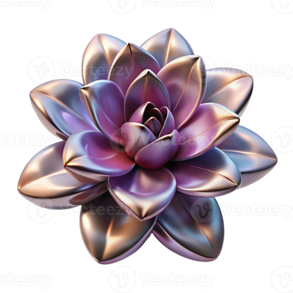 vibrant traditional Synthetic Flower with Metallic Petals Transparent Background premium png