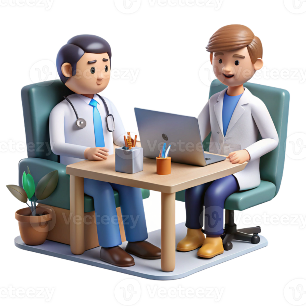 beautiful minimalist Telehealth Doctor Patient Consultation Isolated high resolution png