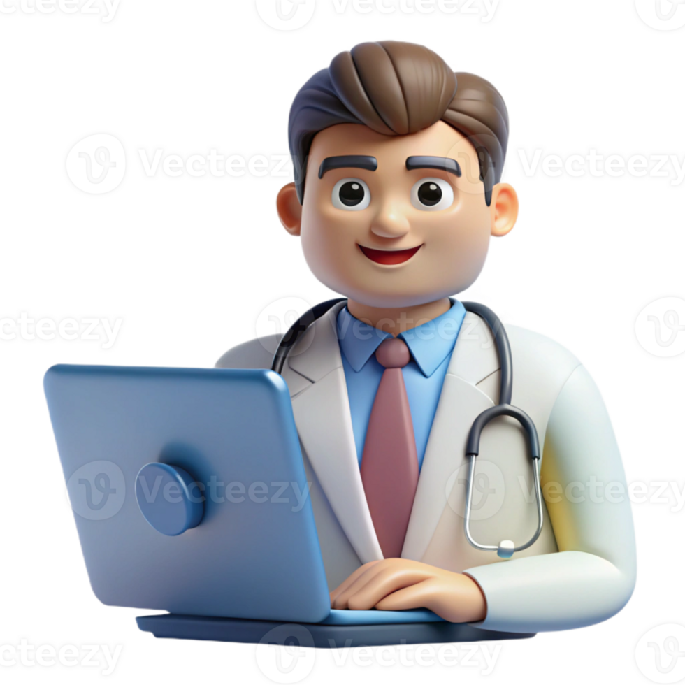 elegant abstract Telehealth Virtual Consultation Doctor on Screen Cutout authentic png