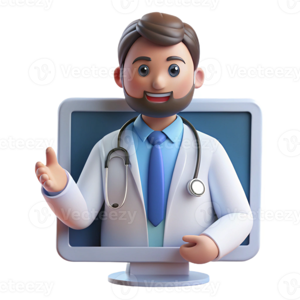 wonderful creative Telemedicine Doctor on Screen Transparent Isolated genuine png