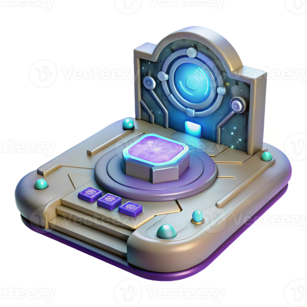 serene modern Teleportation Platform with Digital Interface Cutout original png