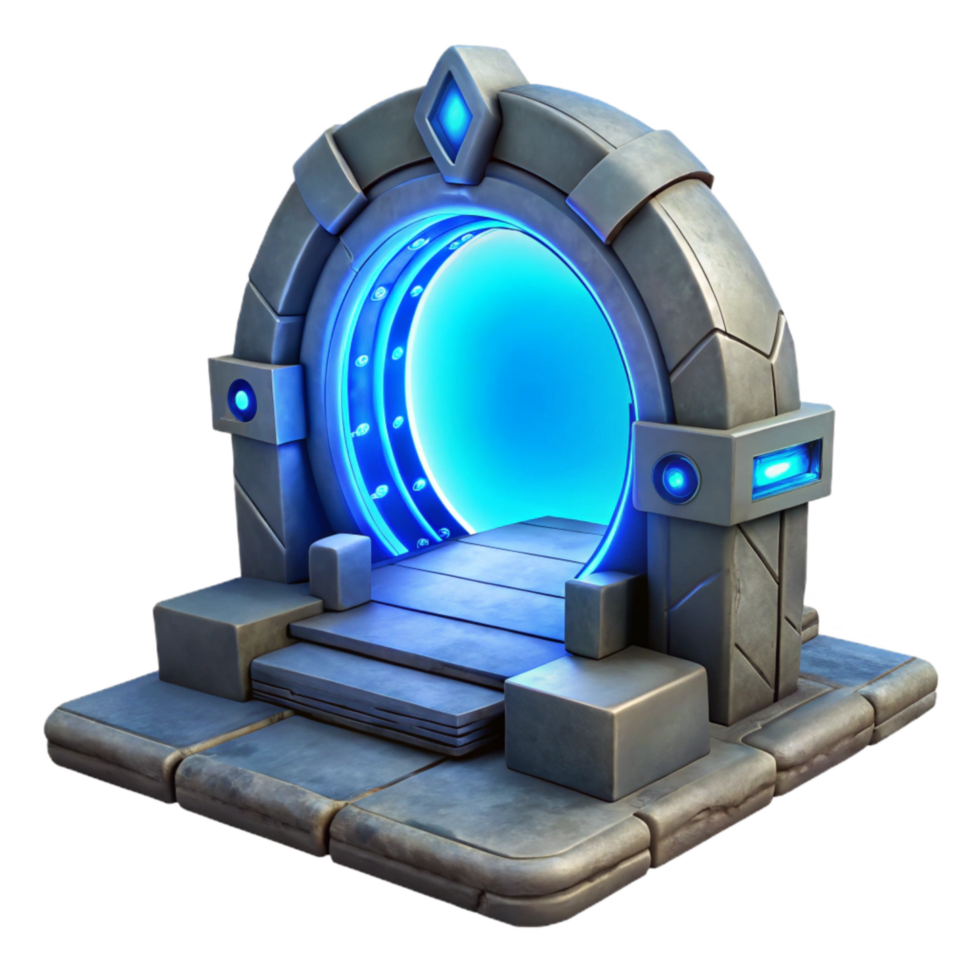 beautiful contemporary Teleportation Portal Blue Glow Isolated detailed png