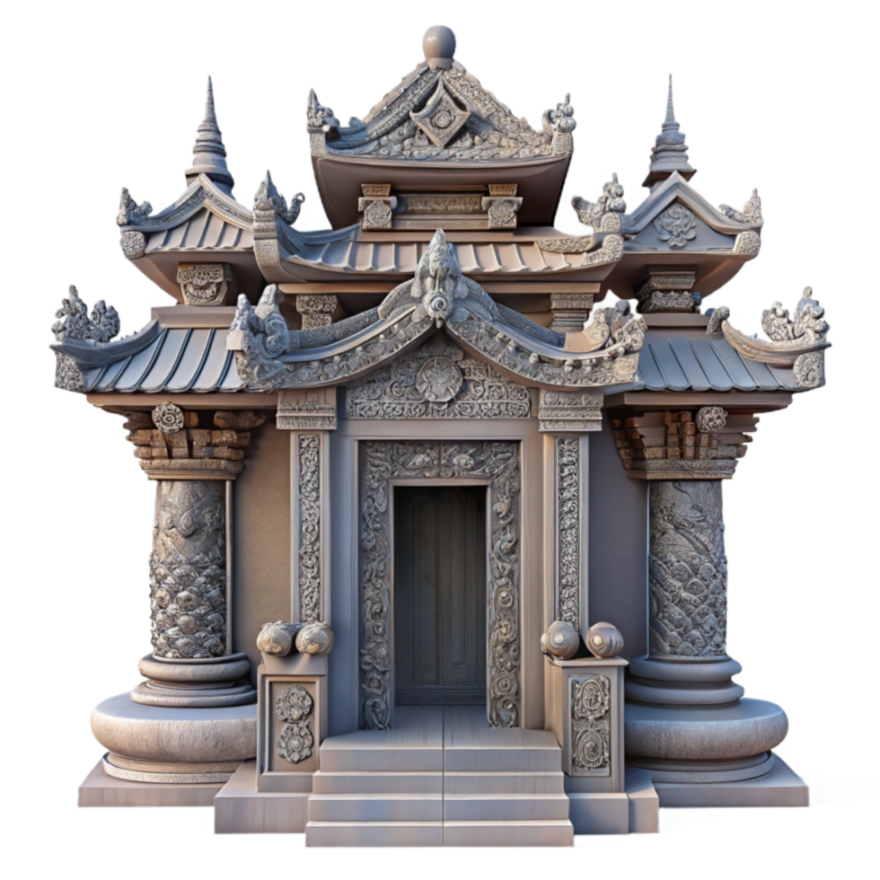 magnificent artistic Temple Entrance with Intricate Carvings Front View Isolated original png