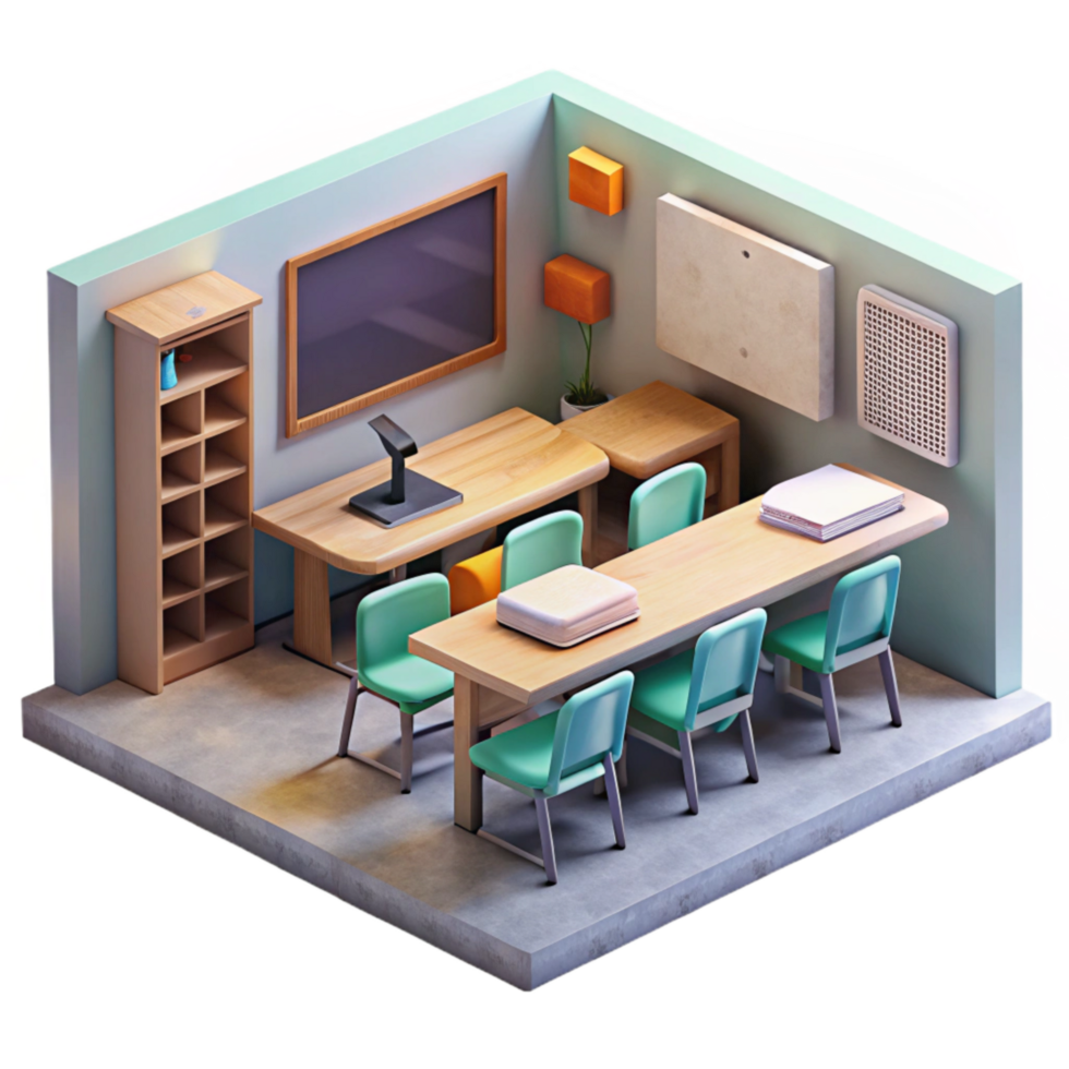 wonderful classic Temporary Classroom Interior with Desks Cutout detailed png
