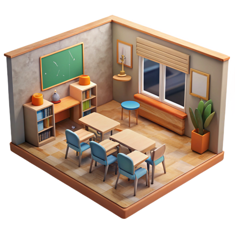 serene abstract Temporary Classroom Interior View Element detailed png