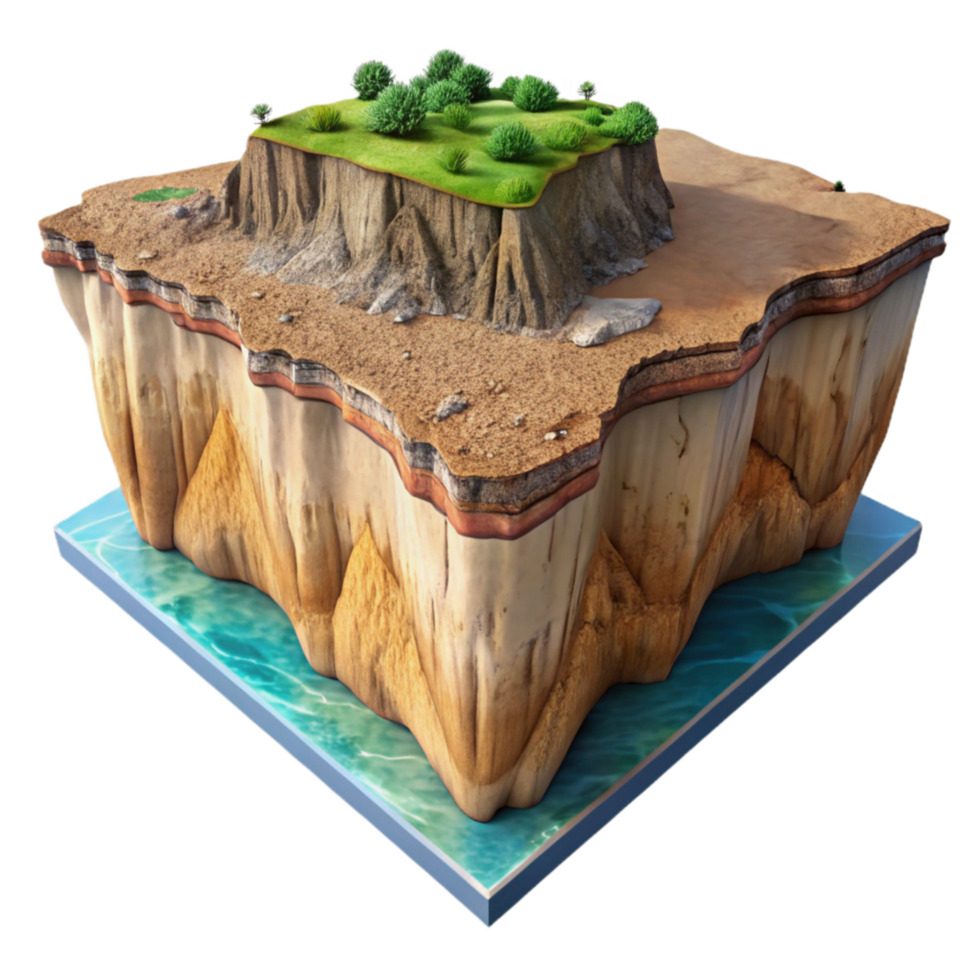 dramatic traditional Terraformed Coastal Cliff Cutout with Eroded Texture authentic png