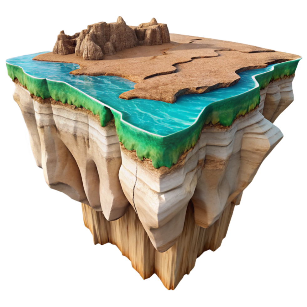 serene creative Terraformed Coastal Cliff Cutout with Eroded Texture professional png