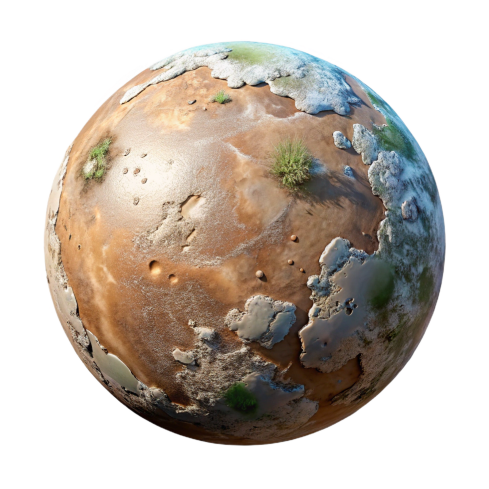 vibrant classic Terraformed Planet Surface Aerial View Transparent Background png