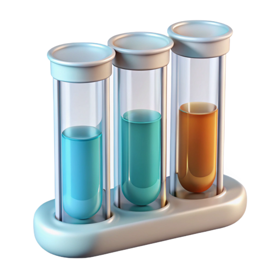 elegant creative Test Tubes with Clear Liquids Isolated on Transparent Background original png