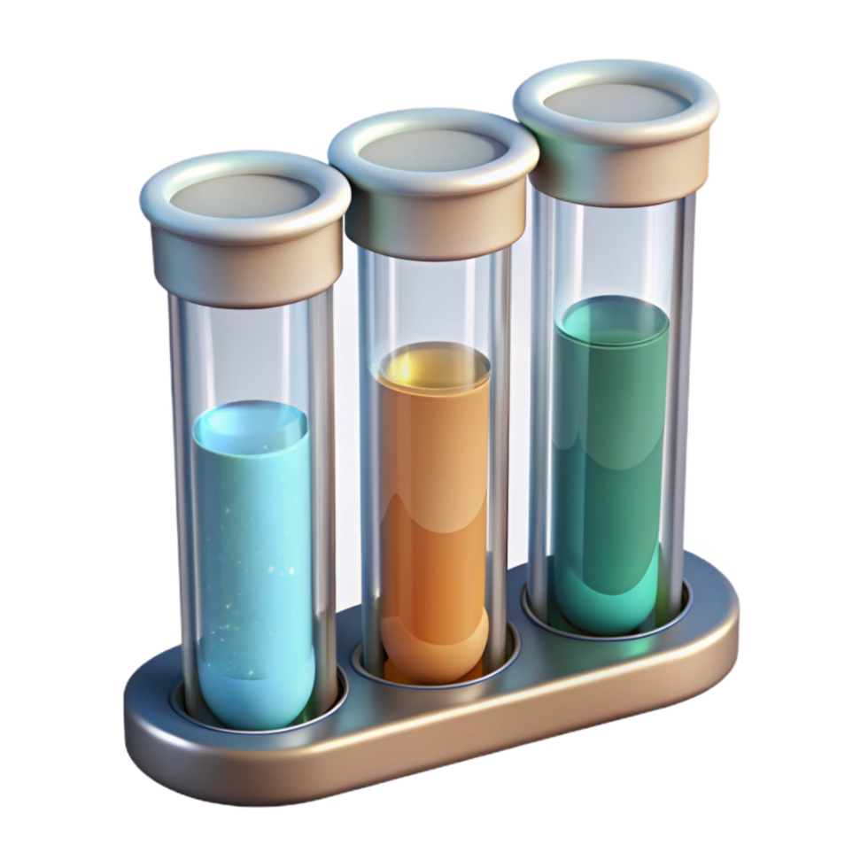 wonderful artistic Test Tubes with Clear Liquids Isolated on Transparent Background professional png