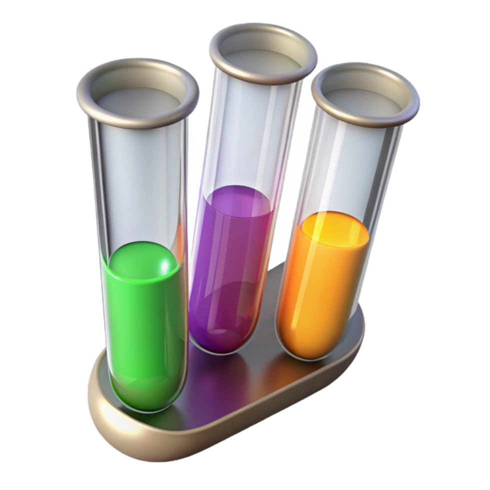 impressive vintage Test Tubes with Colorful Liquids Isolated on Transparent Background high quality png