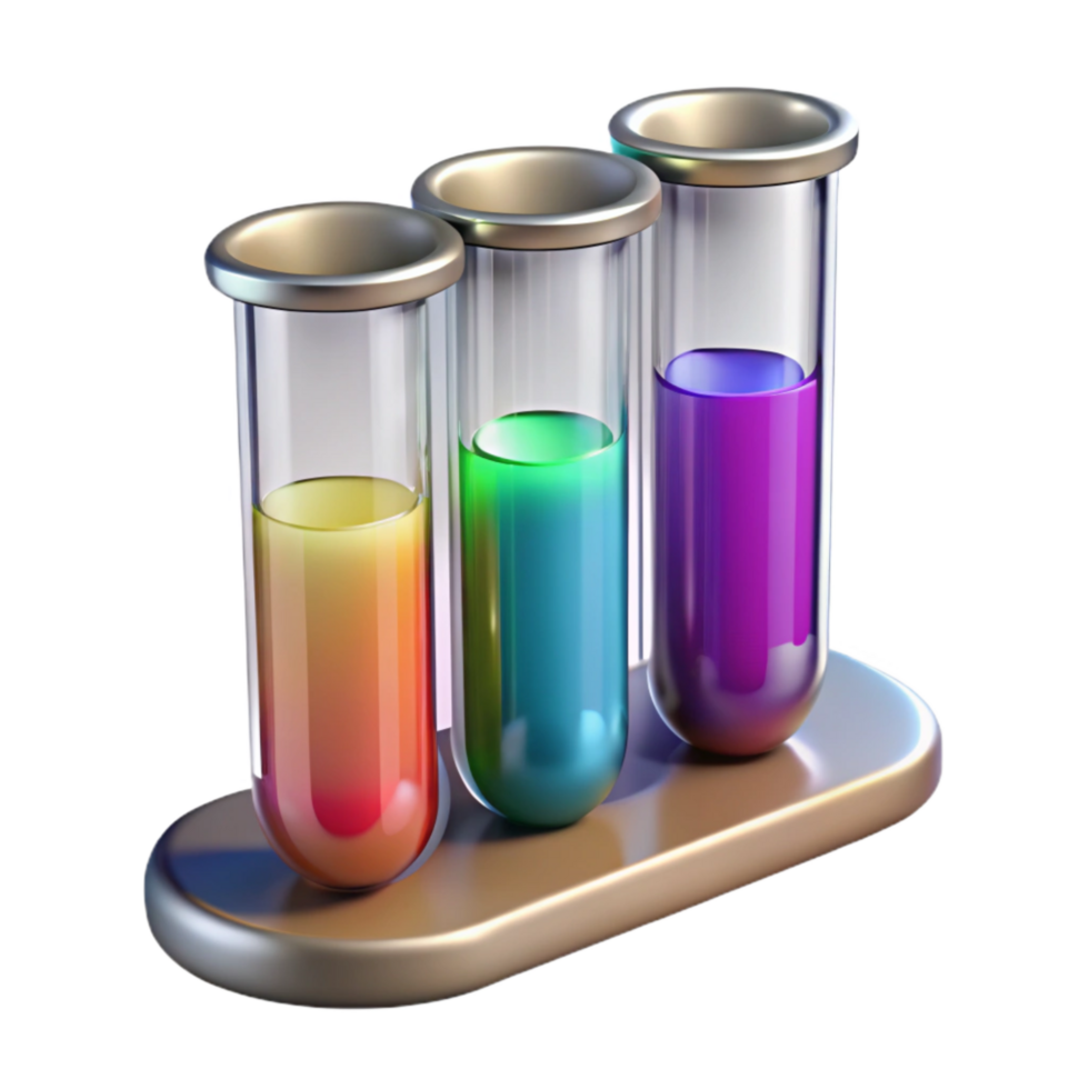serene abstract Test Tubes with Colorful Liquids Isolated on Transparent Background genuine png