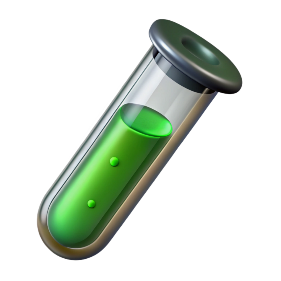 beautiful rustic Test Tube with Green Liquid Isolated high quality png