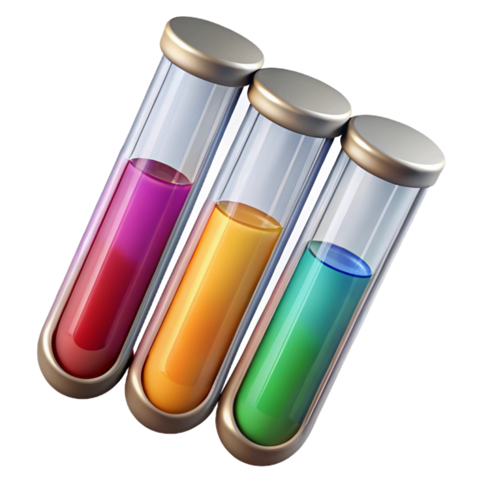 beautiful classic Test Tubes with Colorful Liquids Isolated on Transparent Background exclusive png
