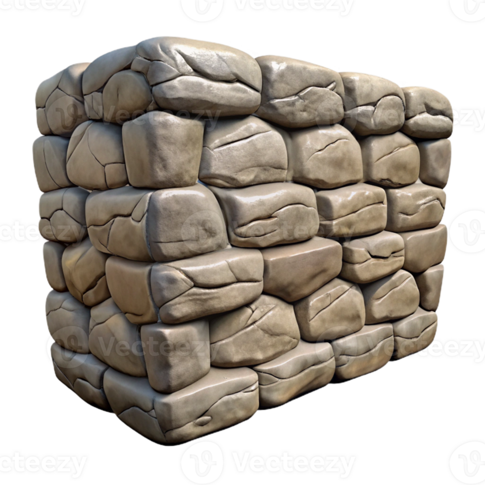 extraordinary contemporary Textured Stone Wall Fragment Isolated on Transparent Background original png